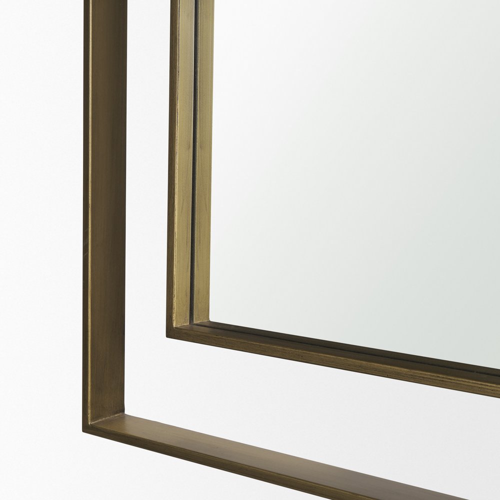 43" Gold Iron Double Geometric Framed Accent Mirror HomeRoots