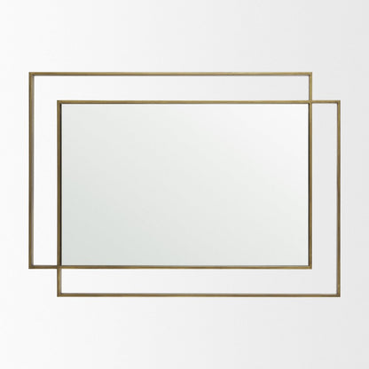 43" Gold Iron Double Geometric Framed Accent Mirror HomeRoots