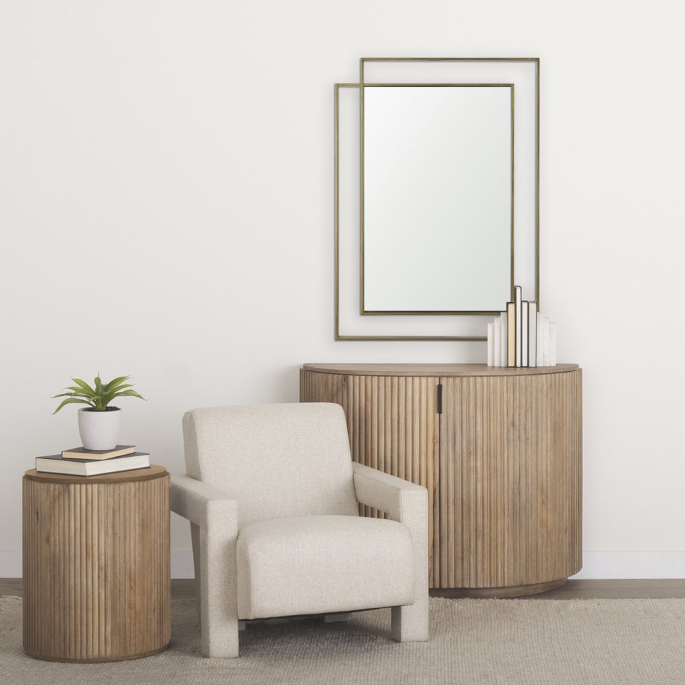 43" Gold Iron Double Geometric Framed Accent Mirror HomeRoots
