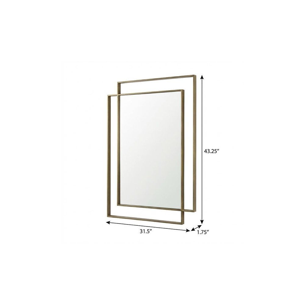 43" Gold Iron Double Geometric Framed Accent Mirror HomeRoots