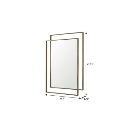 43" Gold Iron Double Geometric Framed Accent Mirror HomeRoots