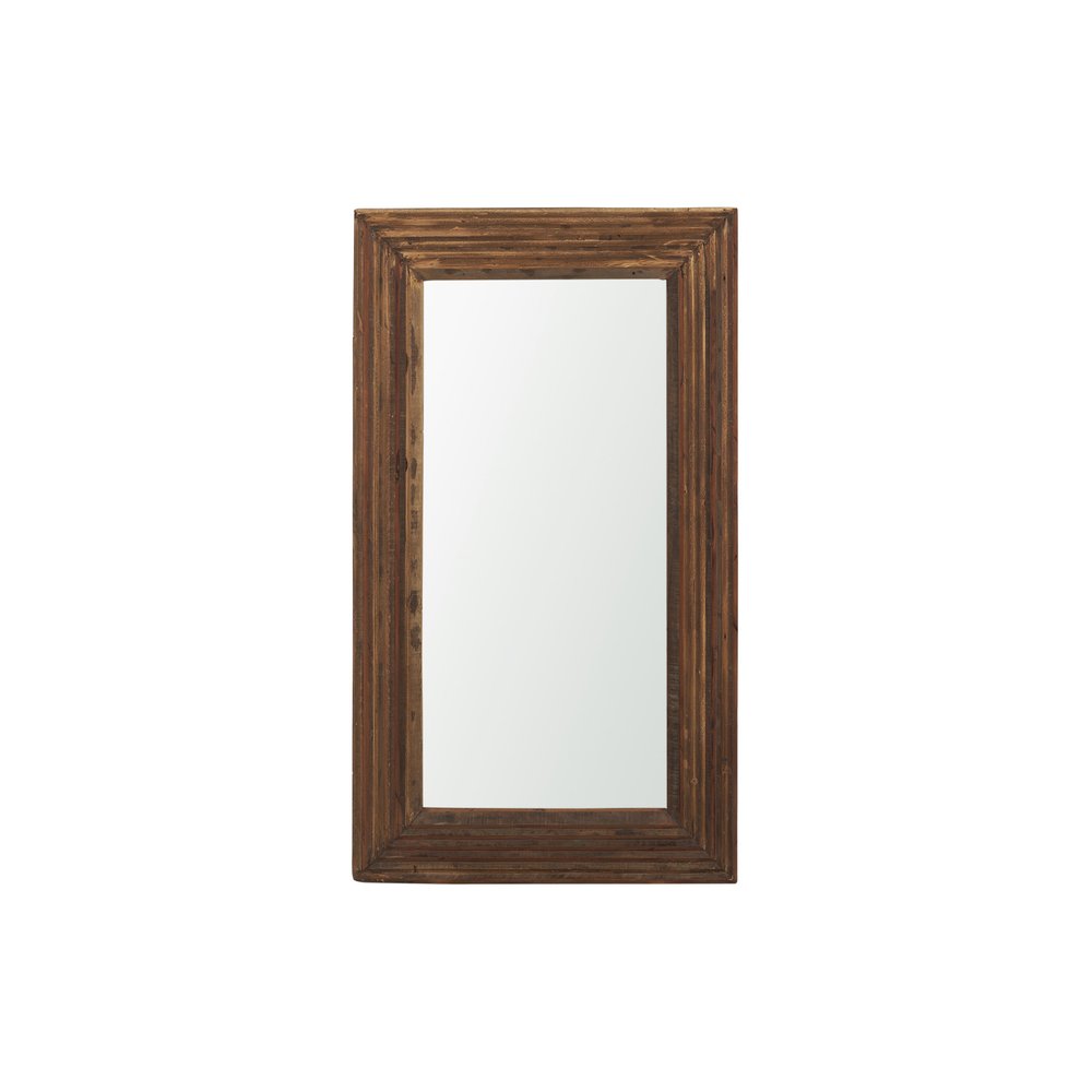 48" Brown Ribbed Solid Wood Wall Mounted And Leaning Framed Accent Mirror — view 1
