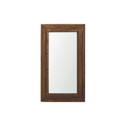48" Brown Ribbed Solid Wood Wall Mounted And Leaning Framed Accent Mirror