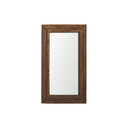 48" Brown Ribbed Solid Wood Wall Mounted And Leaning Framed Accent Mirror