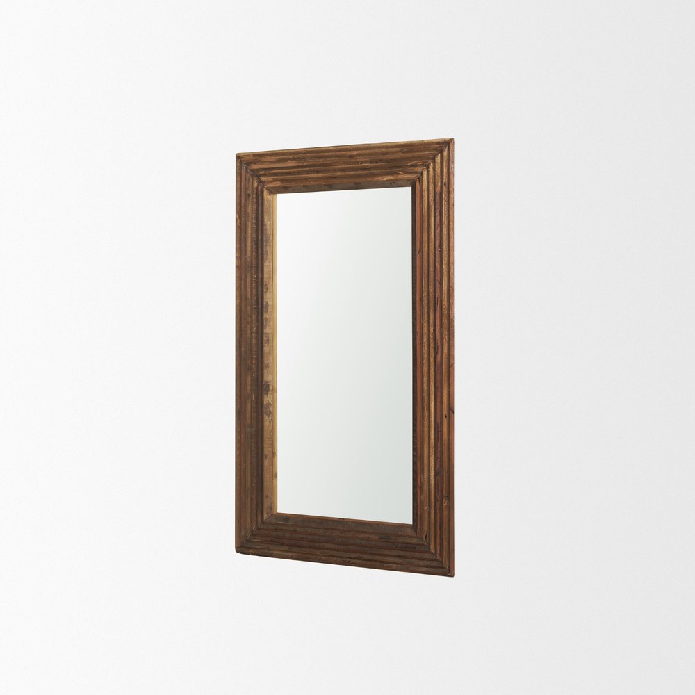 69" Brown Ribbed Solid Wood Wall Mounted And Leaning Framed Full Length Mirror — view 2