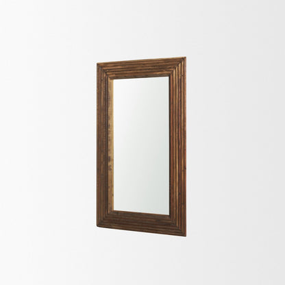 69" Brown Ribbed Solid Wood Wall Mounted And Leaning Framed Full Length Mirror HomeRoots