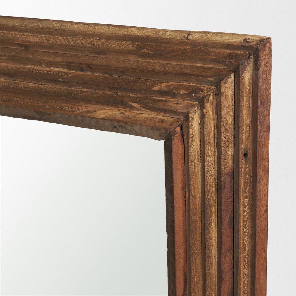 69" Brown Ribbed Solid Wood Wall Mounted And Leaning Framed Full Length Mirror HomeRoots