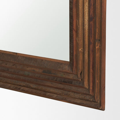 69" Brown Ribbed Solid Wood Wall Mounted And Leaning Framed Full Length Mirror HomeRoots