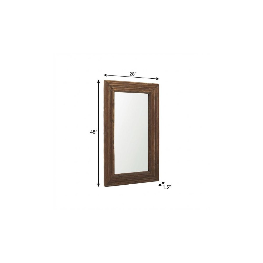 69" Brown Ribbed Solid Wood Wall Mounted And Leaning Framed Full Length Mirror HomeRoots