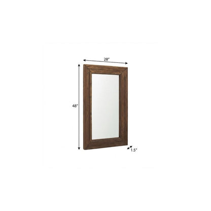 69" Brown Ribbed Solid Wood Wall Mounted And Leaning Framed Full Length Mirror HomeRoots