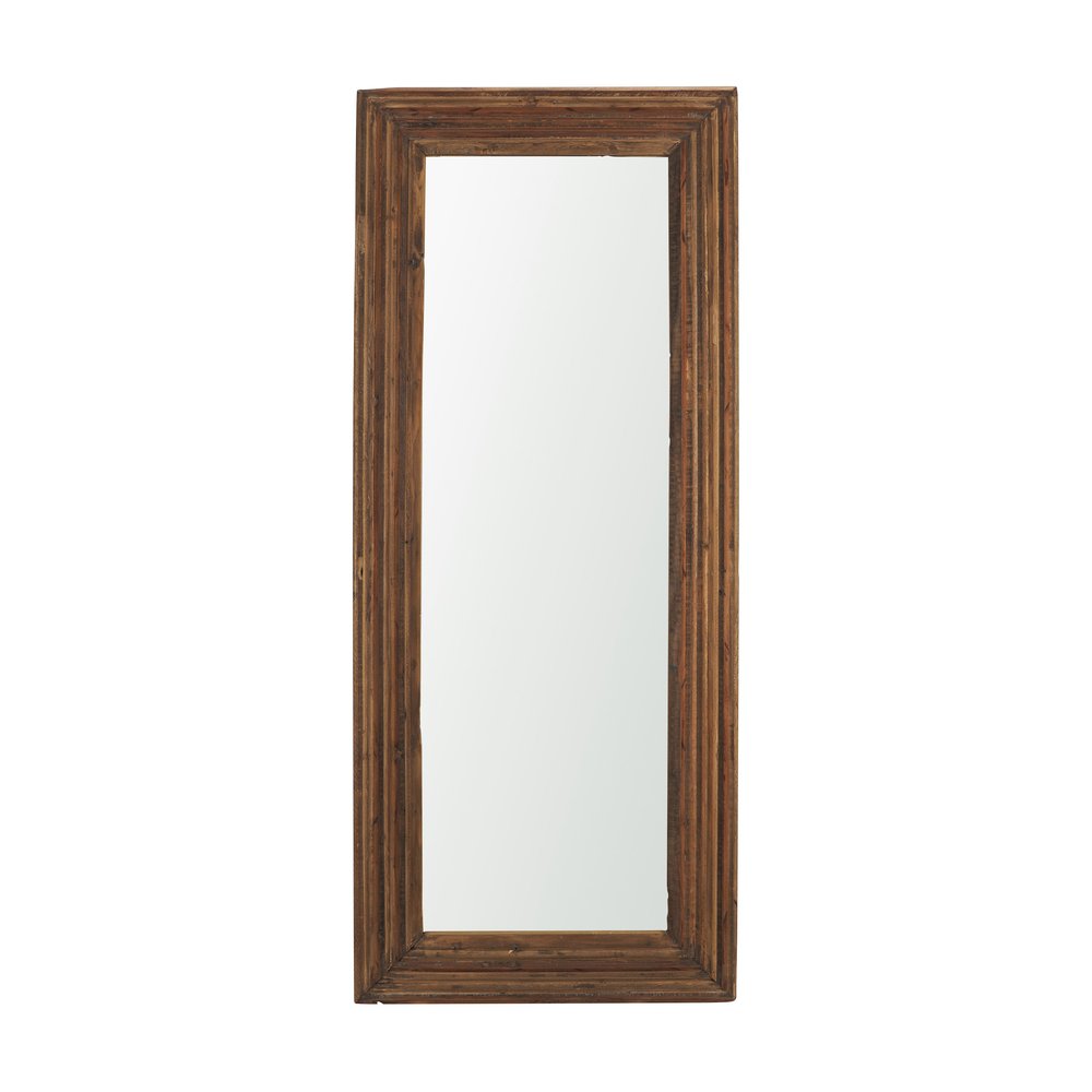 69" Brown Ribbed Solid Wood Wall Mounted And Leaning Framed Full Length Mirror HomeRoots
