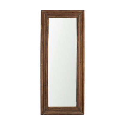 69" Brown Ribbed Solid Wood Wall Mounted And Leaning Framed Full Length Mirror HomeRoots