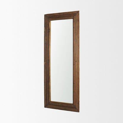 69" Brown Ribbed Solid Wood Wall Mounted And Leaning Framed Full Length Mirror HomeRoots