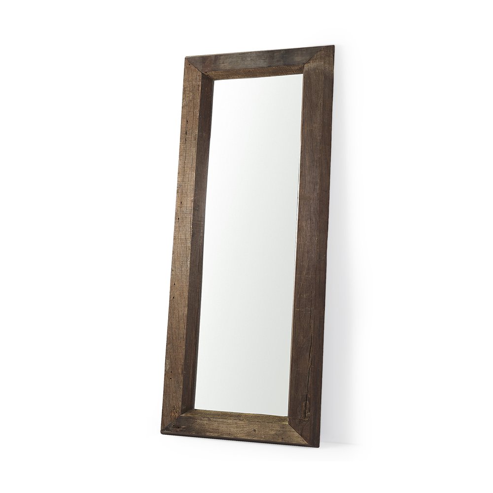 86" Brown Solid Wood Wall Mounted And Leaning Framed Full Length Mirror HomeRoots