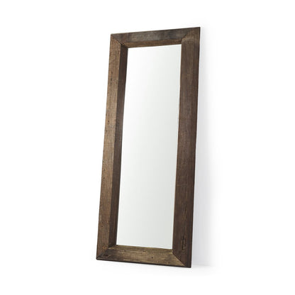86" Brown Solid Wood Wall Mounted And Leaning Framed Full Length Mirror HomeRoots