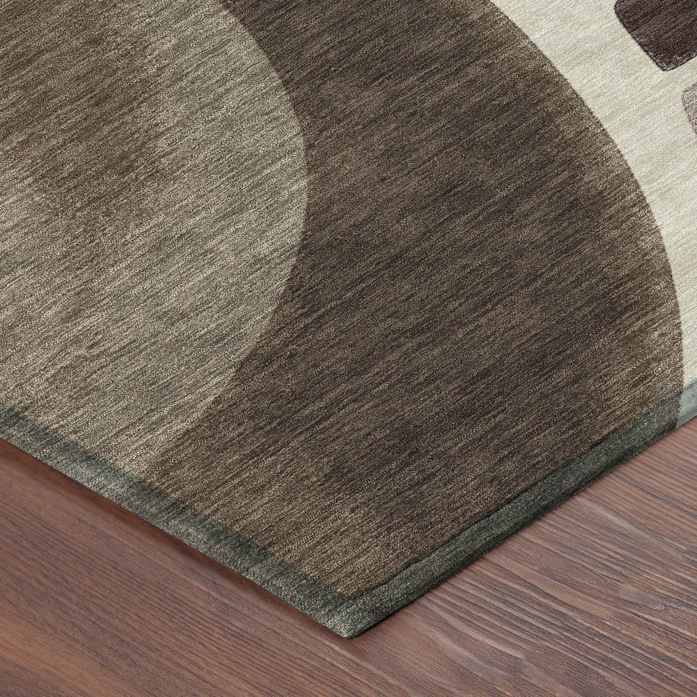 9' X 12' Beige And Brown Abstract Washable Indoor Outdoor Area Rug — view 8