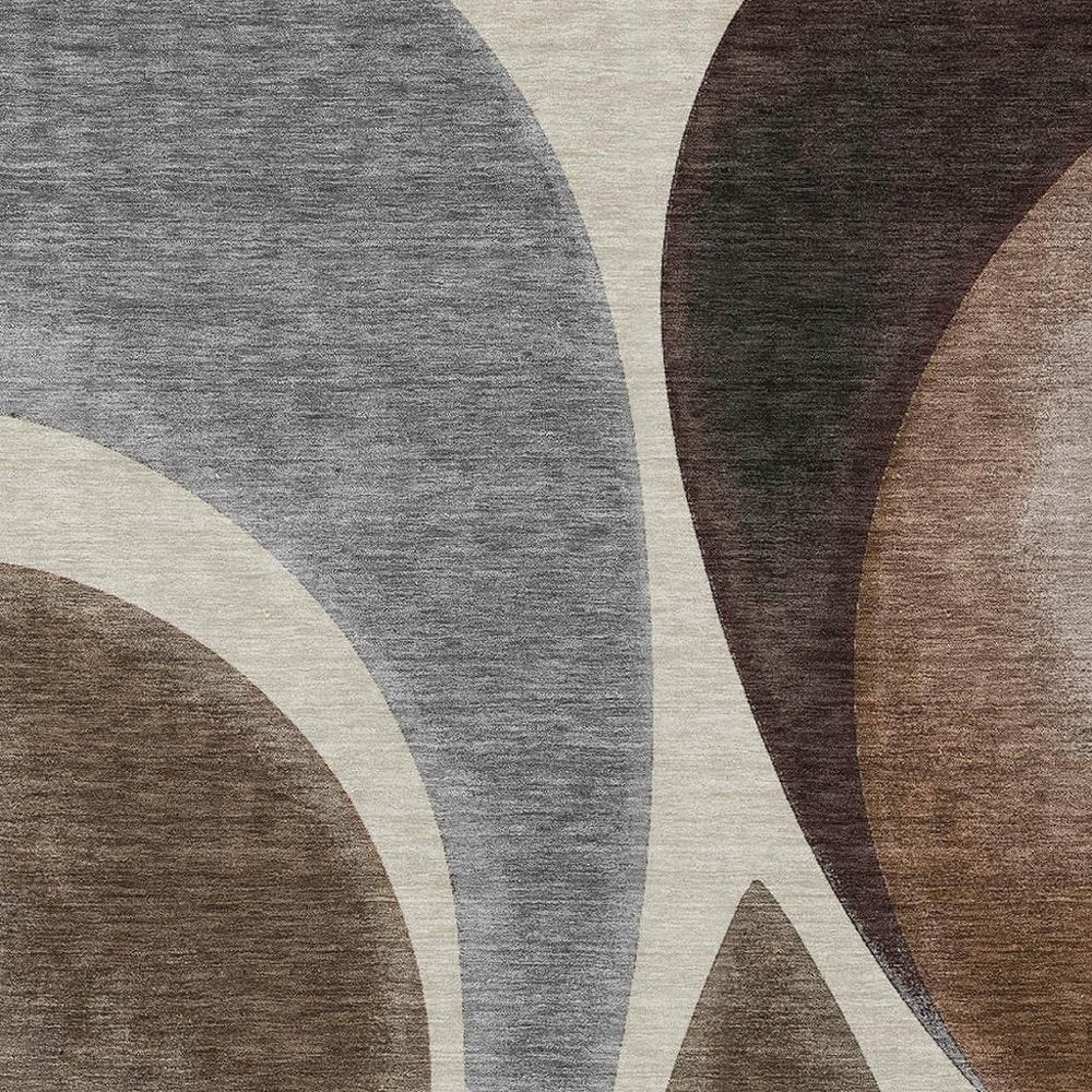 9' X 12' Beige And Brown Abstract Washable Indoor Outdoor Area Rug HomeRoots