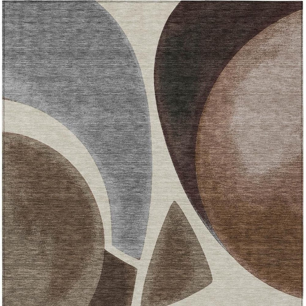 9' X 12' Beige And Brown Abstract Washable Indoor Outdoor Area Rug HomeRoots