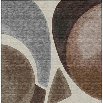 9' X 12' Beige And Brown Abstract Washable Indoor Outdoor Area Rug HomeRoots