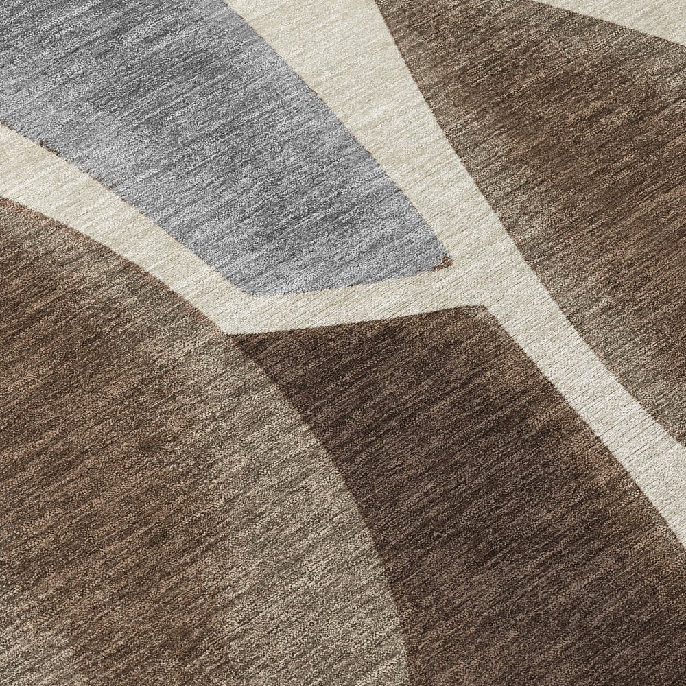 9' X 12' Beige And Brown Abstract Washable Indoor Outdoor Area Rug — view 9