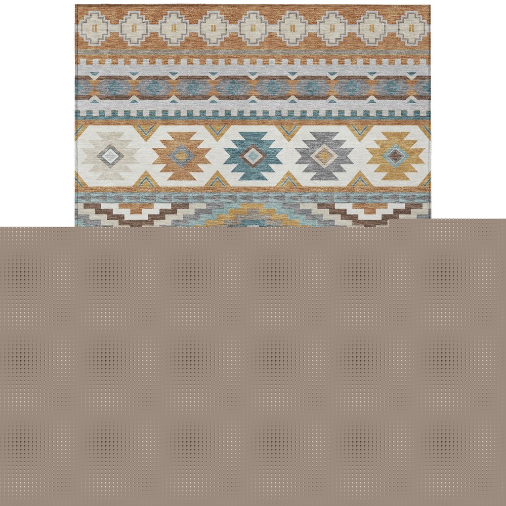 8' X 10' Copper And Ivory Southwestern Washable Indoor Outdoor Area Rug — view 2