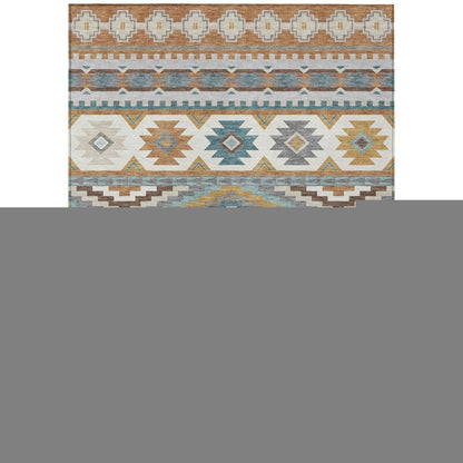 8' X 10' Copper And Ivory Southwestern Washable Indoor Outdoor Area Rug HomeRoots