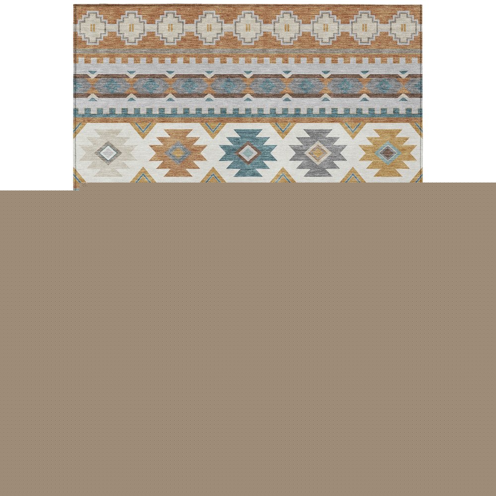8' X 10' Copper And Ivory Southwestern Washable Indoor Outdoor Area Rug HomeRoots