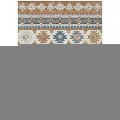 8' X 10' Copper And Ivory Southwestern Washable Indoor Outdoor Area Rug HomeRoots