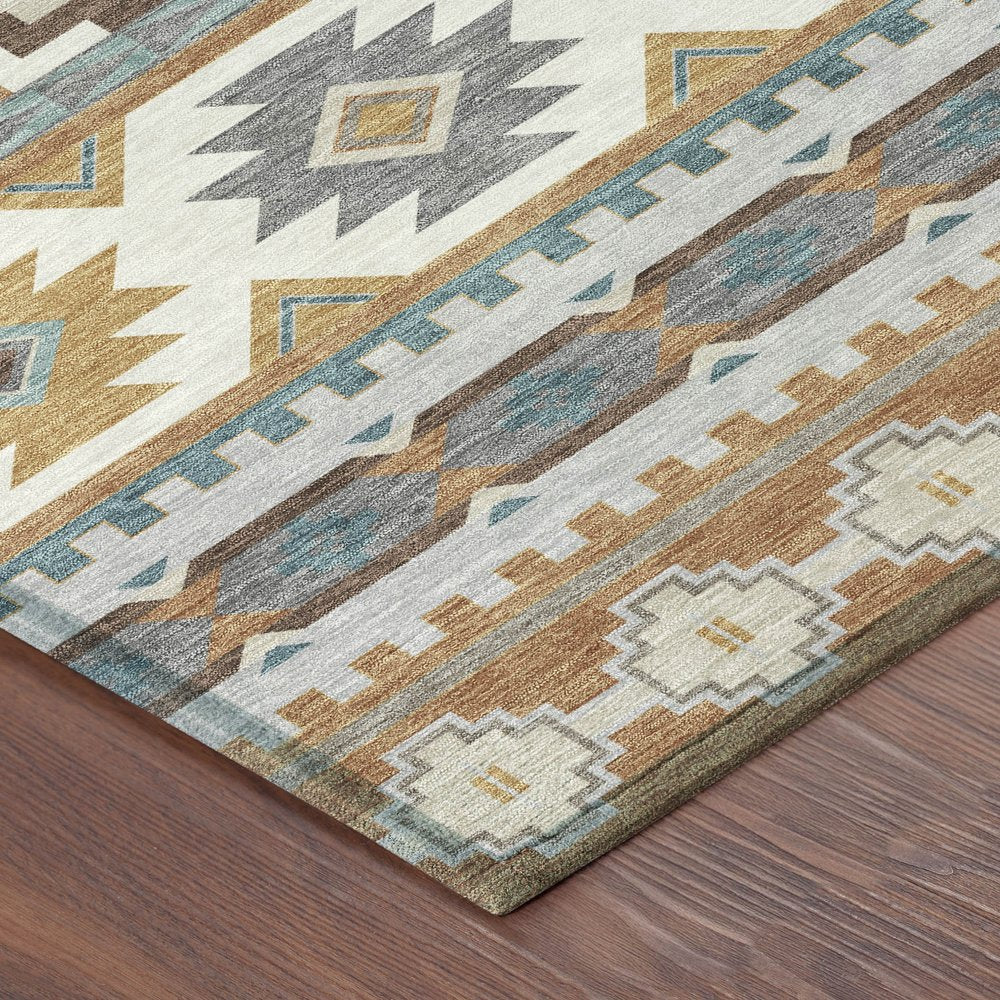 8' X 10' Copper And Ivory Southwestern Washable Indoor Outdoor Area Rug — view 9
