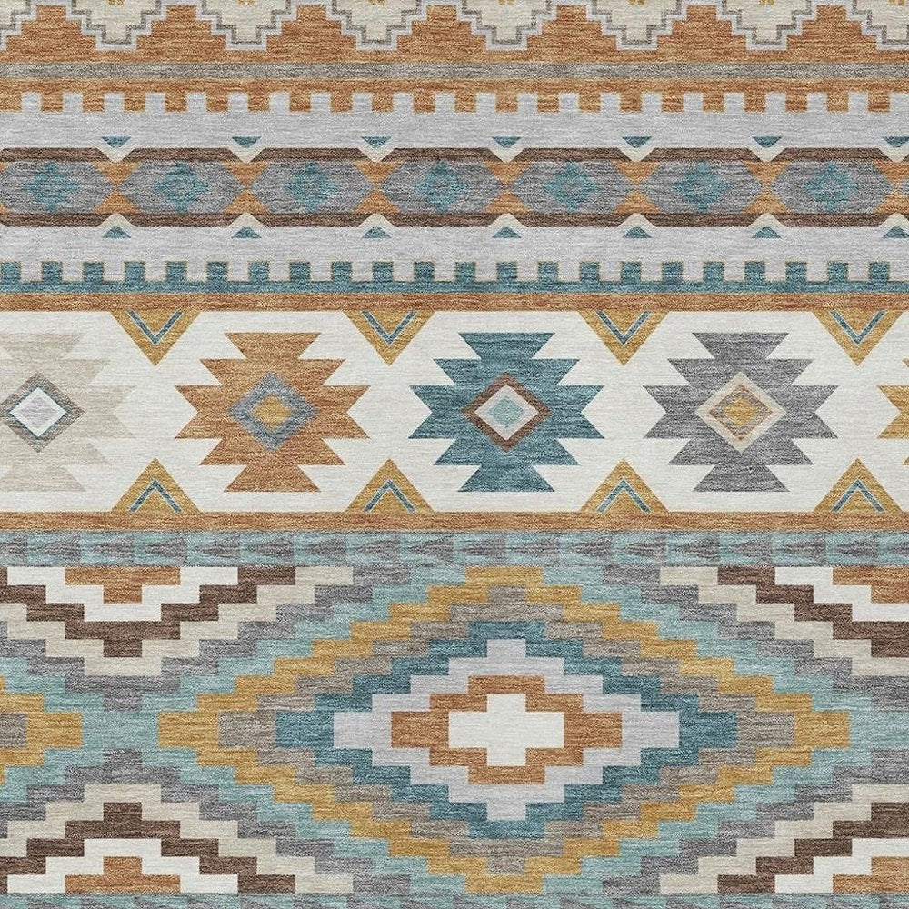 8' X 10' Copper And Ivory Southwestern Washable Indoor Outdoor Area Rug HomeRoots