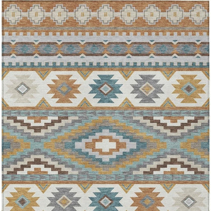 8' X 10' Copper And Ivory Southwestern Washable Indoor Outdoor Area Rug HomeRoots