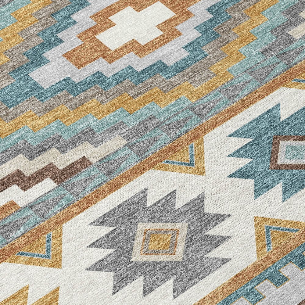 8' X 10' Copper And Ivory Southwestern Washable Indoor Outdoor Area Rug — view 10