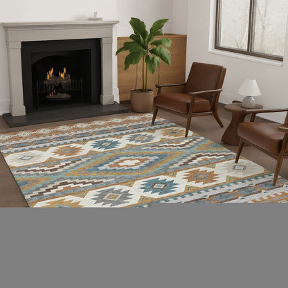 8' X 10' Copper And Ivory Southwestern Washable Indoor Outdoor Area Rug HomeRoots