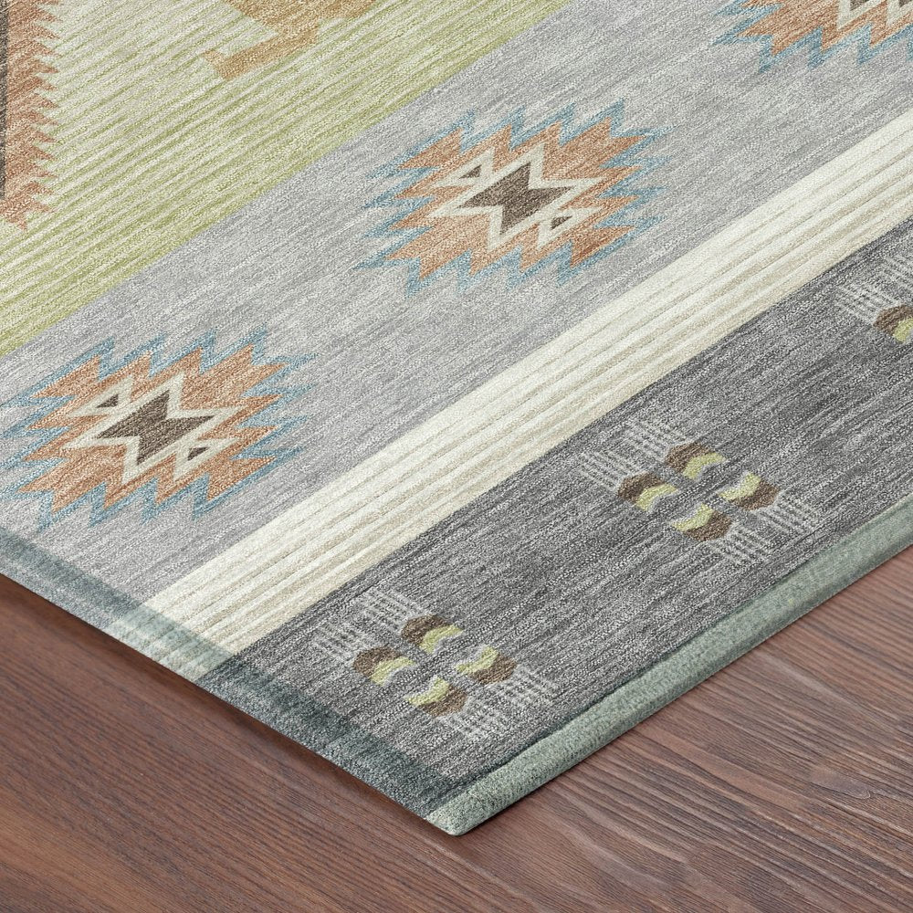8' X 10' Gray And Green Southwestern Washable Indoor Outdoor Area Rug HomeRoots