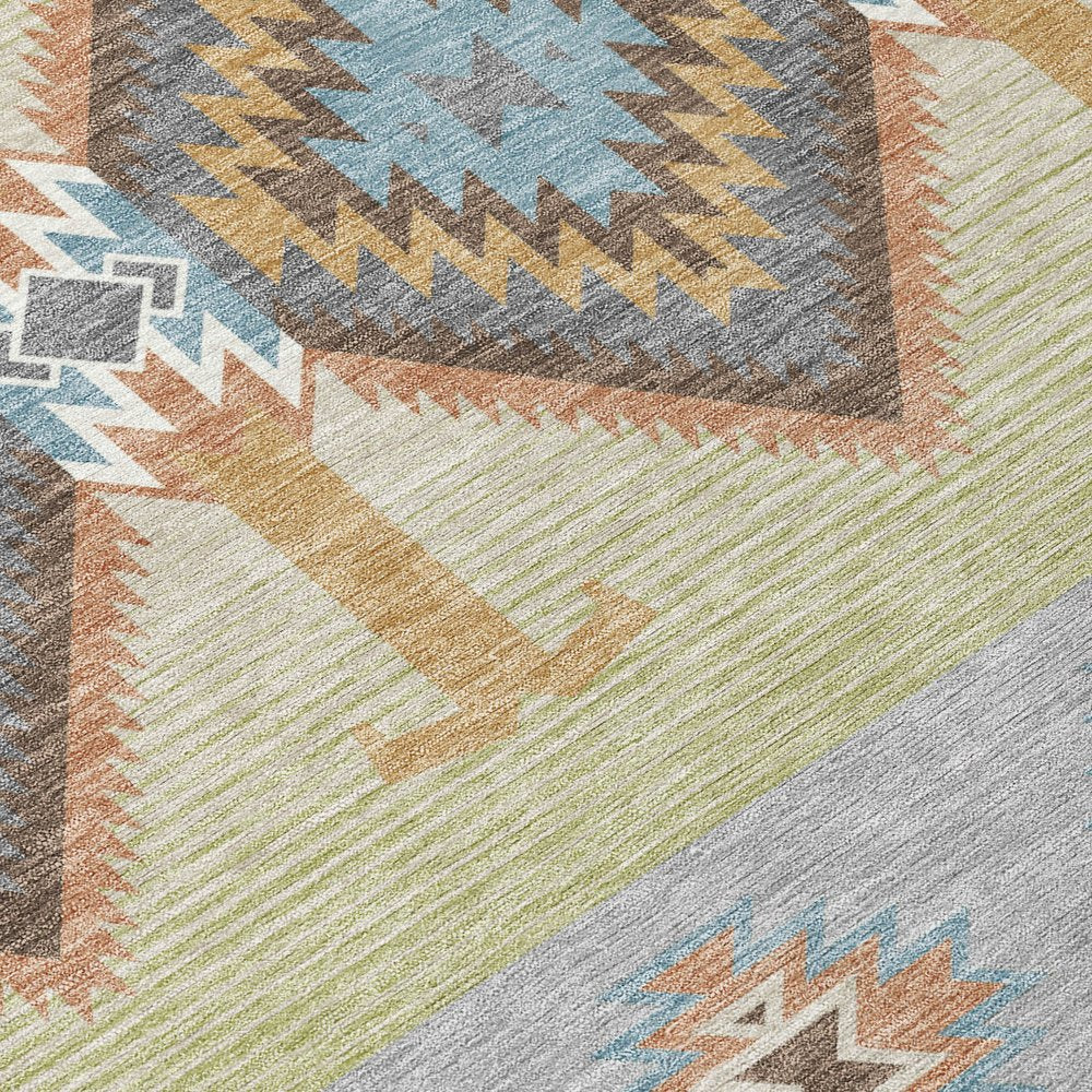 9' X 12' Gray And Green Southwestern Washable Indoor Outdoor Area Rug HomeRoots