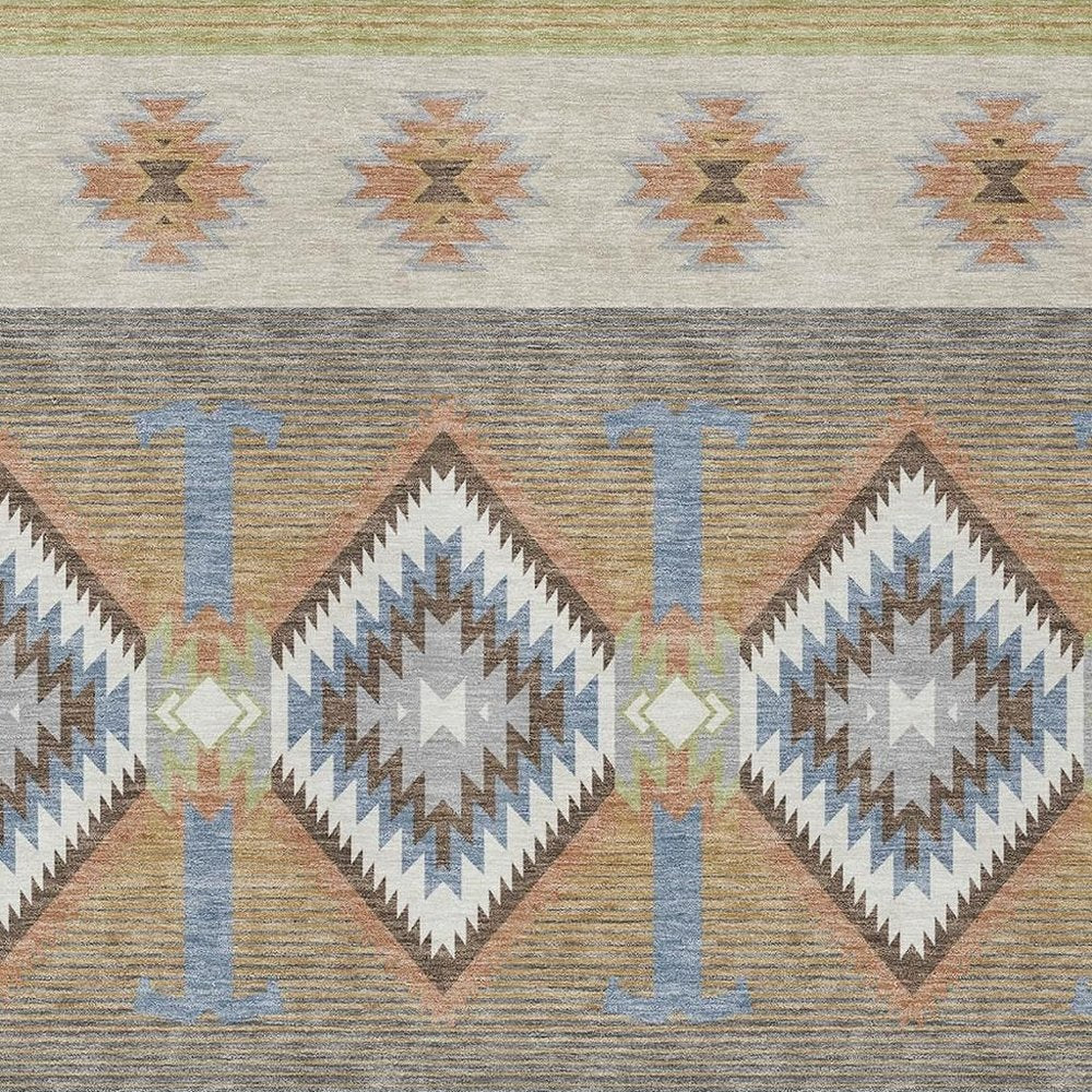 3' X 5' Ivory And Beige Southwestern Washable Indoor Outdoor Area Rug HomeRoots
