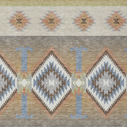 3' X 5' Ivory And Beige Southwestern Washable Indoor Outdoor Area Rug HomeRoots