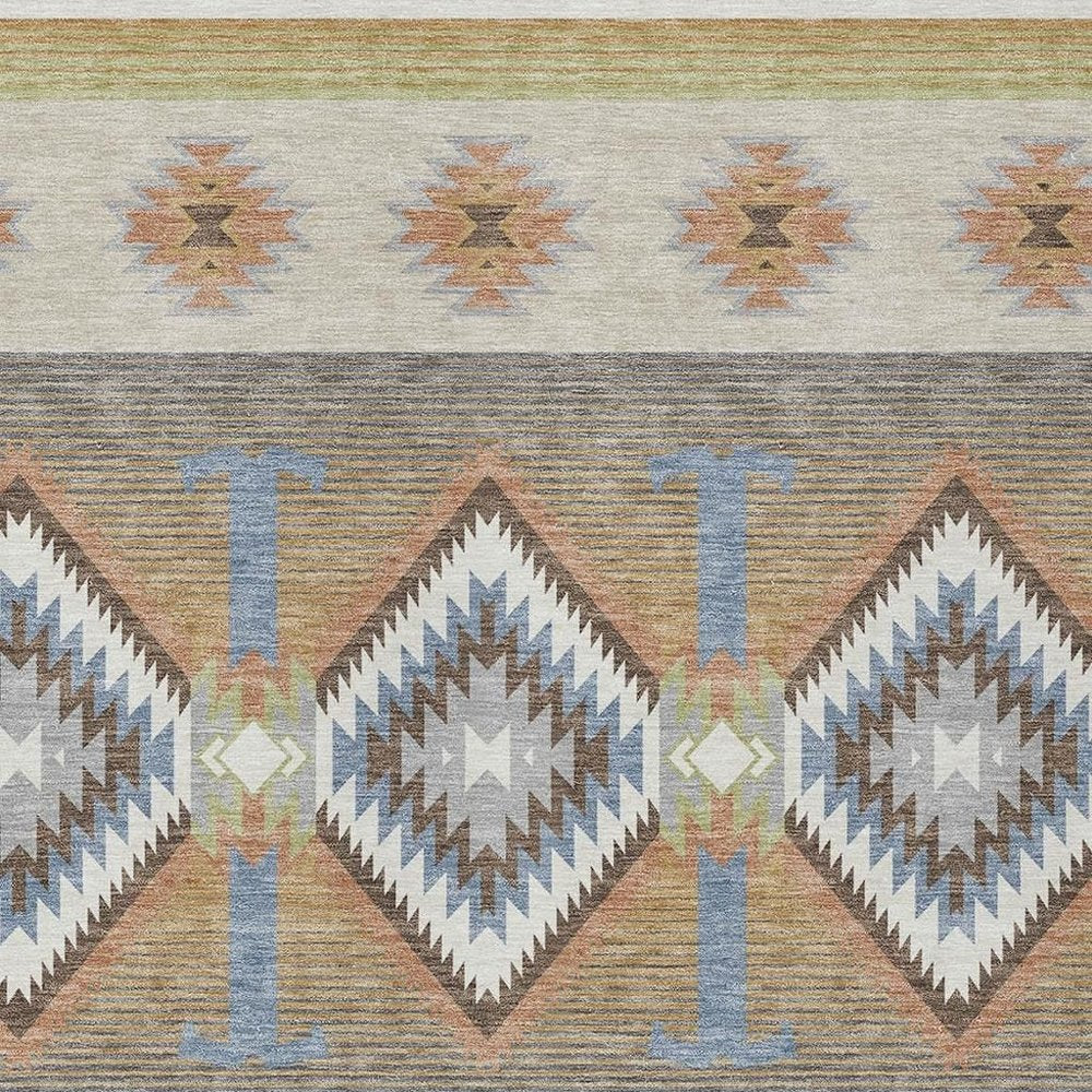 5' X 8' Ivory And Beige Southwestern Washable Indoor Outdoor Area Rug HomeRoots