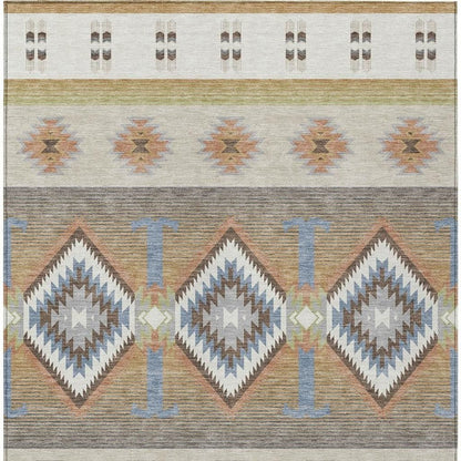 5' X 8' Ivory And Beige Southwestern Washable Indoor Outdoor Area Rug HomeRoots