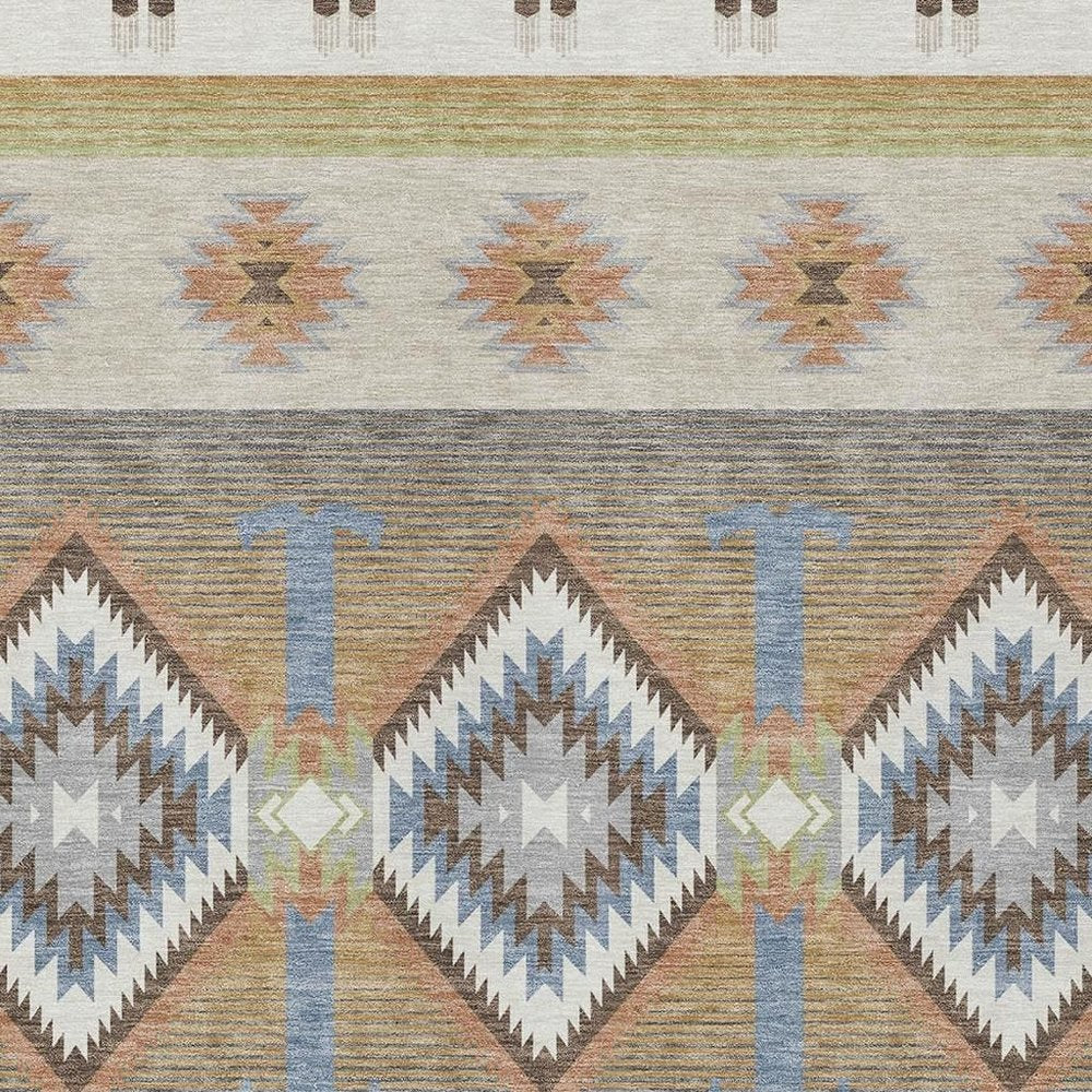 8' X 10' Ivory And Beige Southwestern Washable Indoor Outdoor Area Rug HomeRoots