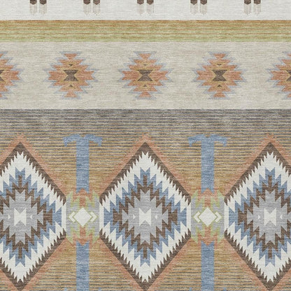 8' X 10' Ivory And Beige Southwestern Washable Indoor Outdoor Area Rug HomeRoots
