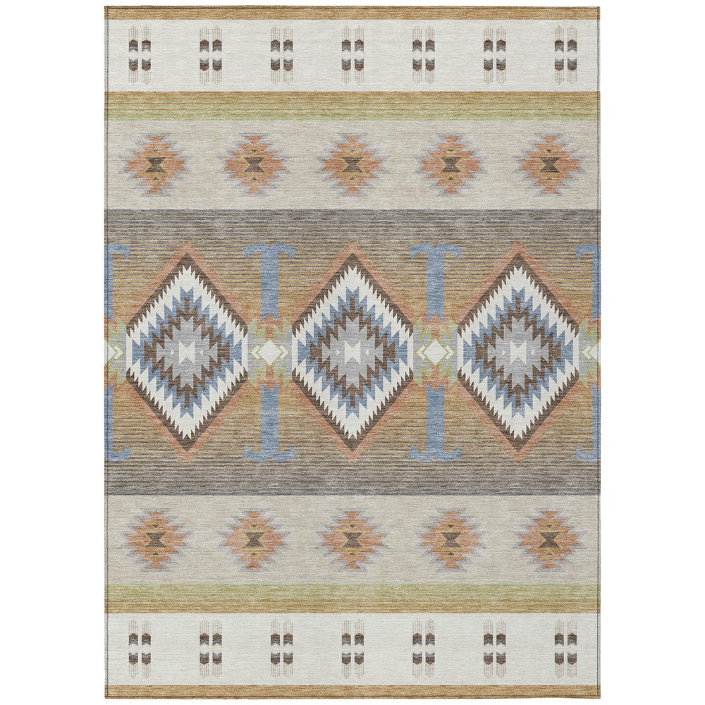 9' X 12' Ivory And Beige Southwestern Washable Indoor Outdoor Area Rug HomeRoots