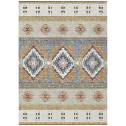9' X 12' Ivory And Beige Southwestern Washable Indoor Outdoor Area Rug HomeRoots