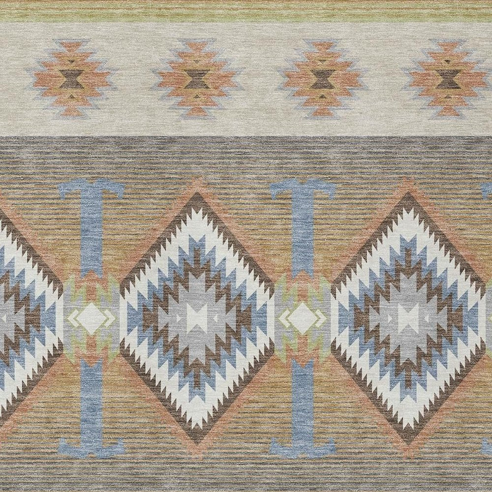 9' X 12' Ivory And Beige Southwestern Washable Indoor Outdoor Area Rug HomeRoots