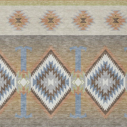 9' X 12' Ivory And Beige Southwestern Washable Indoor Outdoor Area Rug HomeRoots