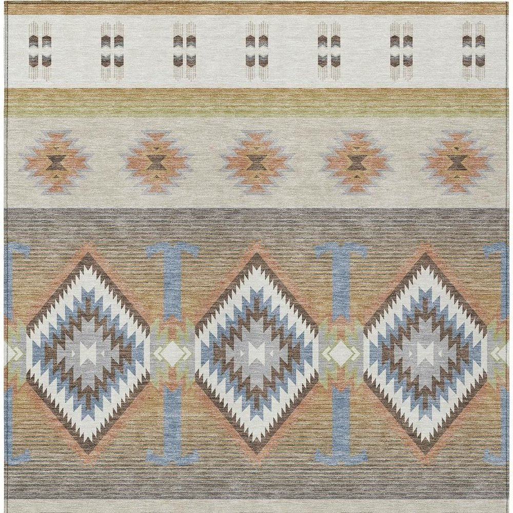 9' X 12' Ivory And Beige Southwestern Washable Indoor Outdoor Area Rug HomeRoots