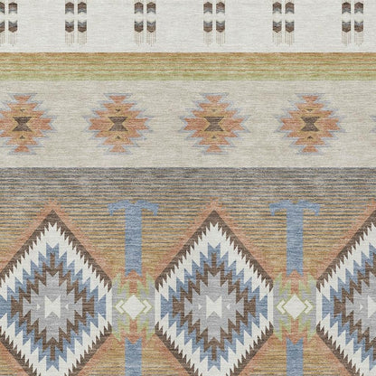 10' X 14' Ivory And Beige Southwestern Washable Indoor Outdoor Area Rug HomeRoots