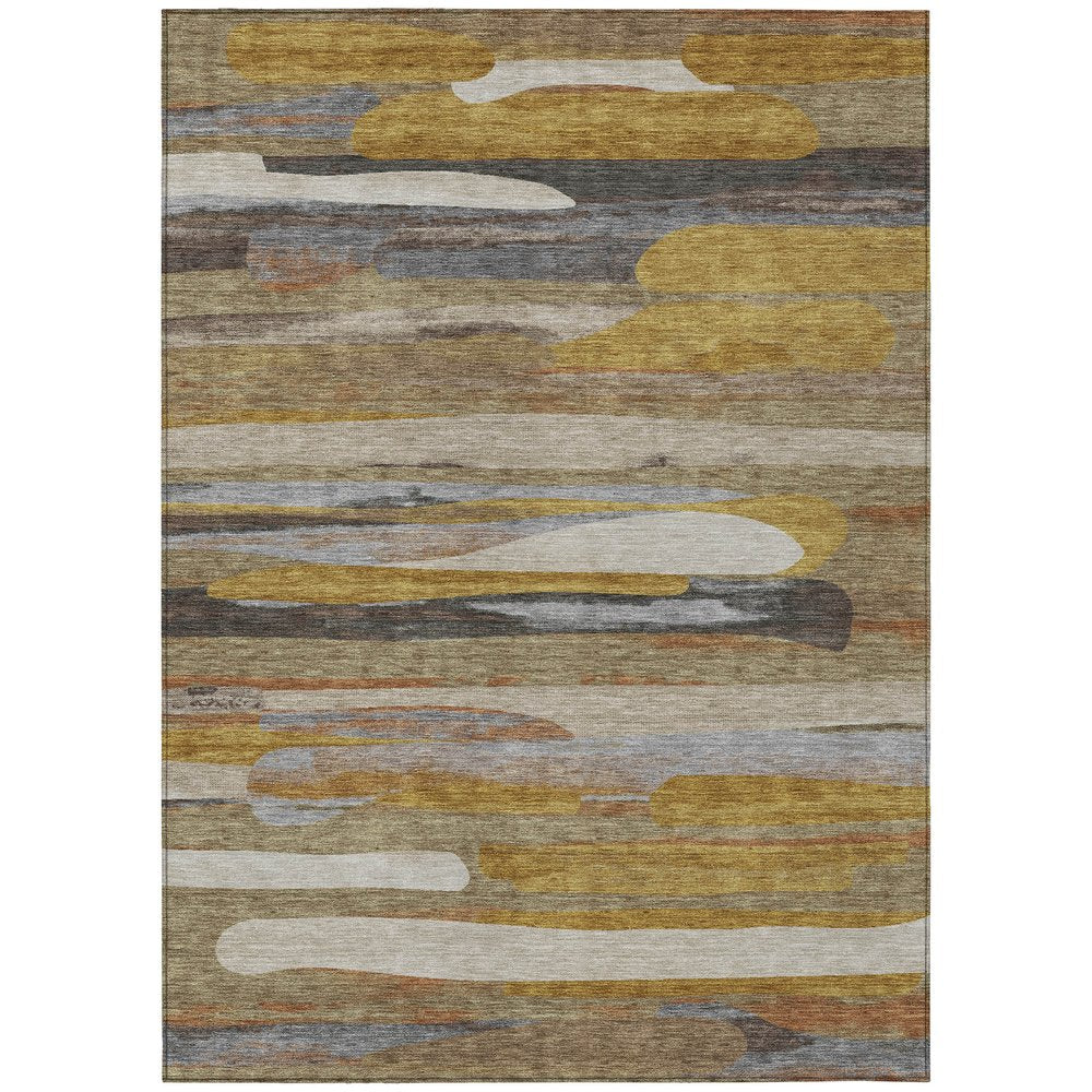 3' X 5' Brown And Charcoal Abstract Washable Indoor Outdoor Area Rug HomeRoots