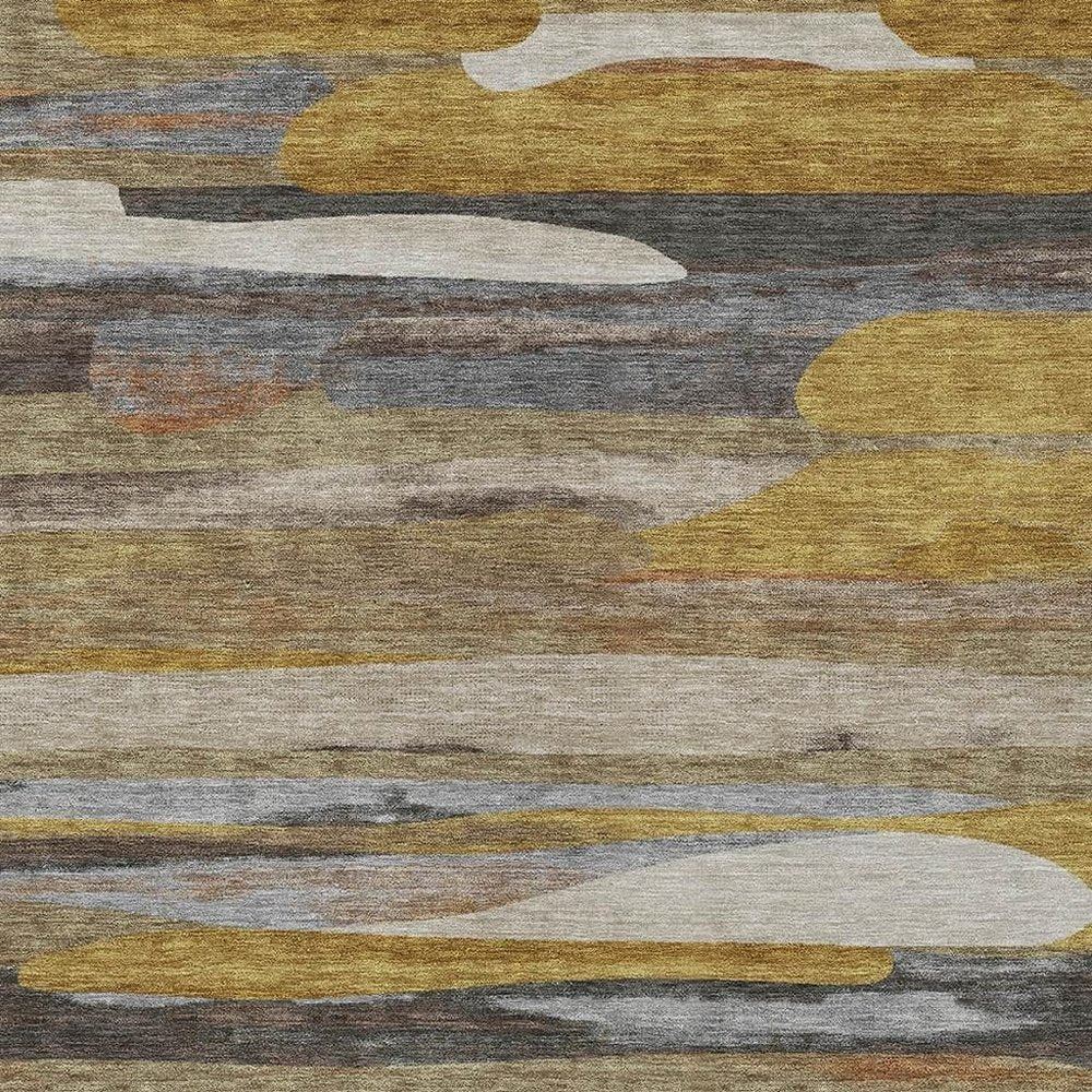 3' X 5' Brown And Charcoal Abstract Washable Indoor Outdoor Area Rug HomeRoots
