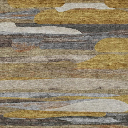 5' X 8' Brown And Charcoal Abstract Washable Indoor Outdoor Area Rug HomeRoots